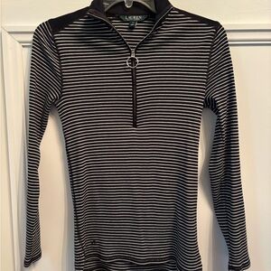 Ralph Lauren Black and White Striped Quater Zip